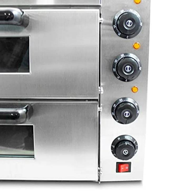Bituxx Elektrischer Pizza Doppelofen MS-18168, 3000 Watt, Silber, mit getrennten Temperatureinstellungen und Schamottstein für knusprigen Boden – Bild 7