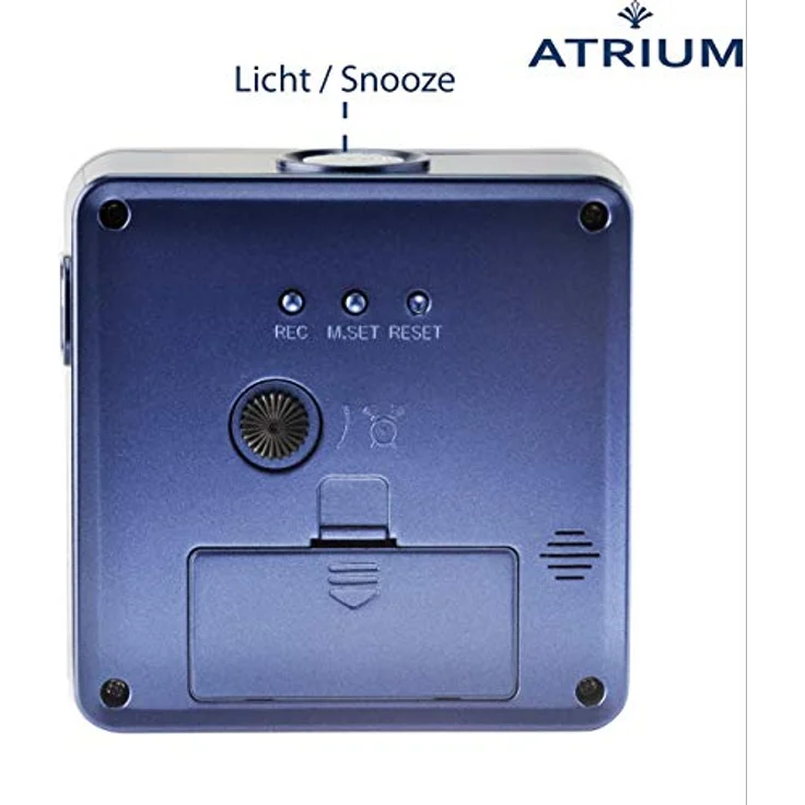Atrium Funkwecker A660-5, Quarzwecker in dunkelblau metallic mit Snooze-Funktion und leuchtenden Zeigern – Bild 4