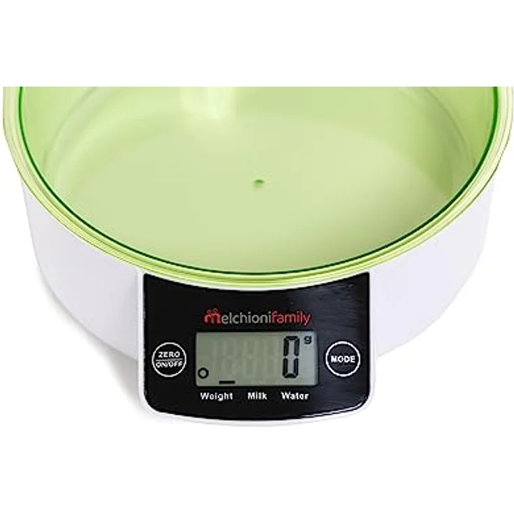 Melchioni Family | Digitale Küchenwaage mit 5kg Schüssel, ALLEGRA WV, LCD-Display, Tara-Funktion, grün und weiß – Bild 4