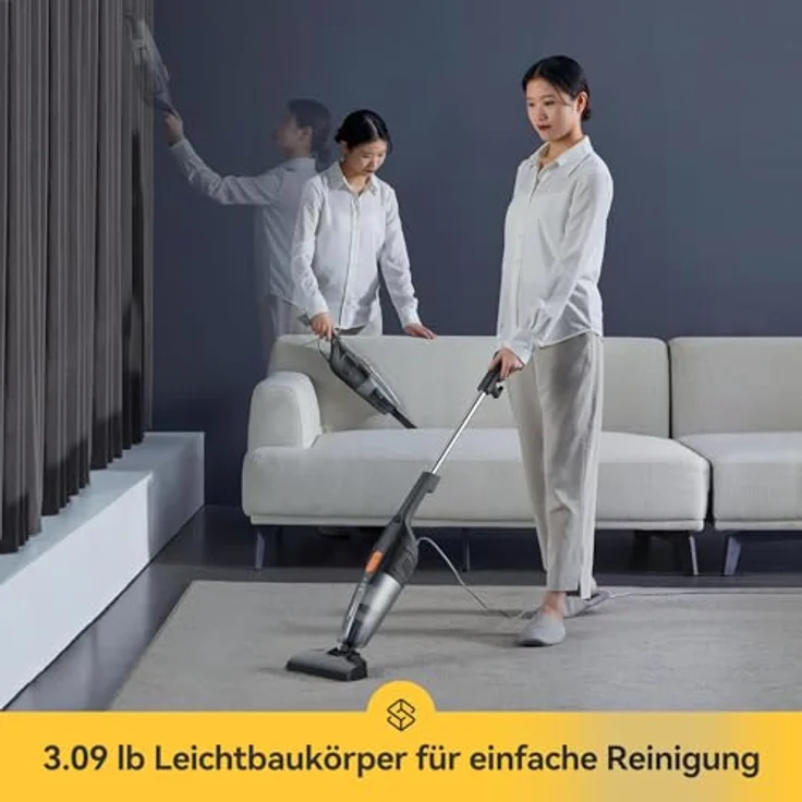 "Deerma Hand-und Stielstaubsauger DX115C Staubsauger, 600 W, Schwarz-Gold mit 12 kPa Saugkraft" – Bild 2