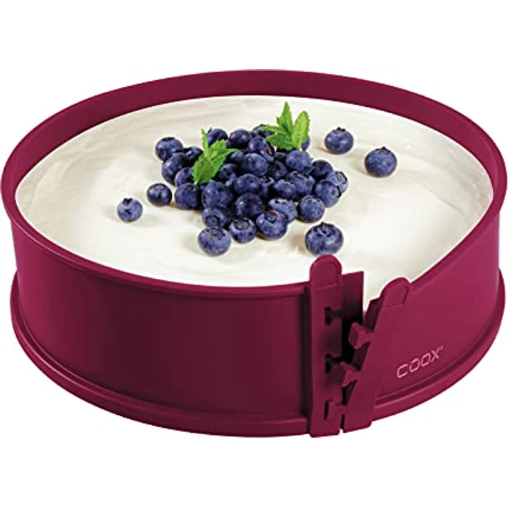 coox Springform mit Porzellanboden ⌀ 26 cm in Dunkelrot, backen und direkt auf der Porzellanplatte servieren und schneiden, kein Umsetzen nötig – Bild 1