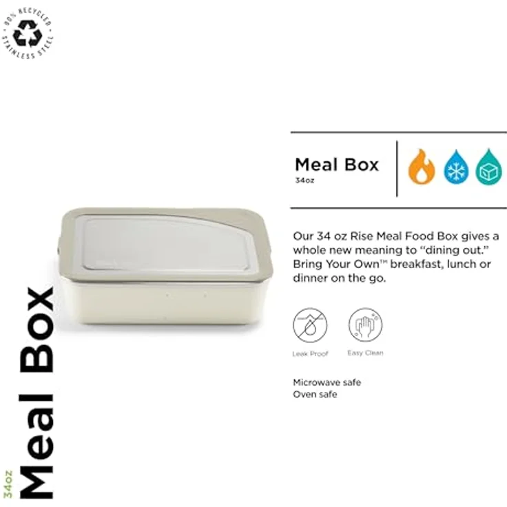 Klean Kanteen Rise Meal Box Brotdose aus Edelstahl in der Farbe Tofu, auslaufsicher – Bild 2