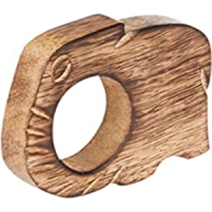 MARRAKESCH 6er Set Serviettenhalter Serviettenringe aus Holz kiran xxcm groß braun | Elefant Serviettenschnalle für Weihnachten Bankett Hochzeit handgefertigt als Tischdeko auf den gedeckten Tisch – Bild 3