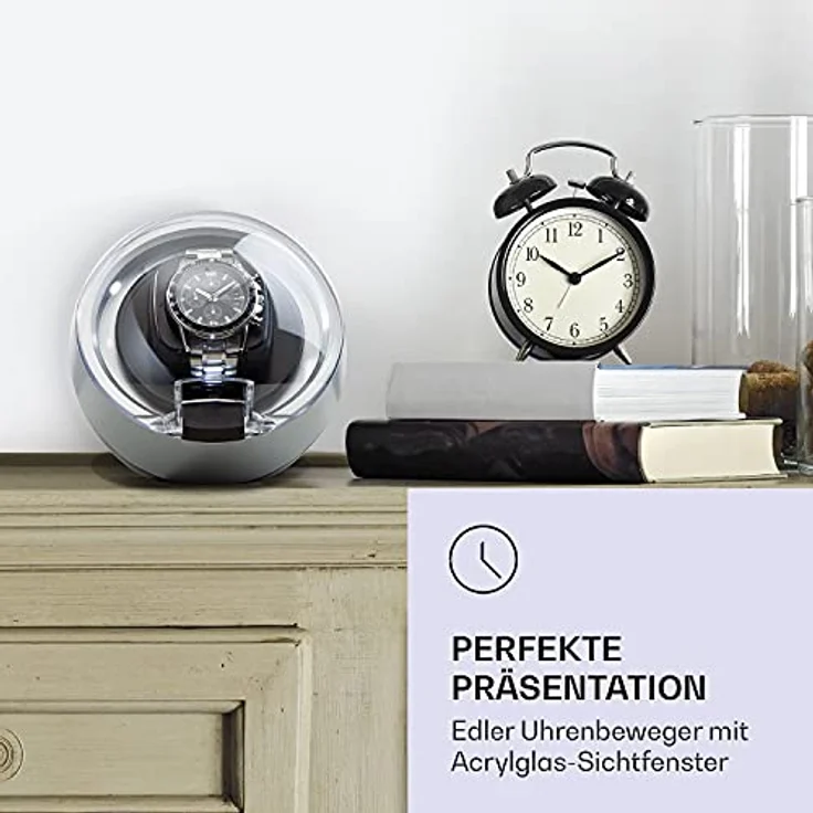 St. Gallen ll Premium Uhrenbeweger 4 Geschwindigkeiten 3 Rotationsmodi Silber – Bild 2