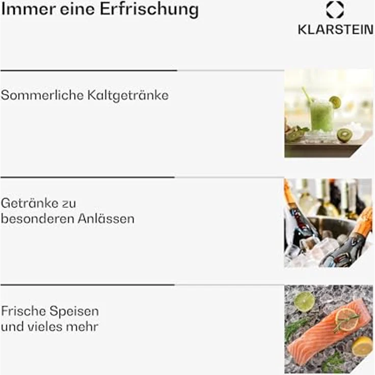 Klarstein Eiswürfelmaschine Klein - 12 kg/24 h, 8 Min Zyklus, 1,5 L Wassertank, LED-Anzeigen, Tragbar, Transparenter Deckel, Inkl. Schaufel - Eiswürfelbereiter für Partys – Bild 3