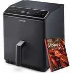 COSORI Heißluftfritteuse XXL, Dual Blaze, 6,4 L(1.81kg) Wifi verbunden, Airfryer mit 12 Multifunktionen, 90+ Online Rezept & Rezeptbuch, Full Touch Screen, 1700W, Dunkelgrau