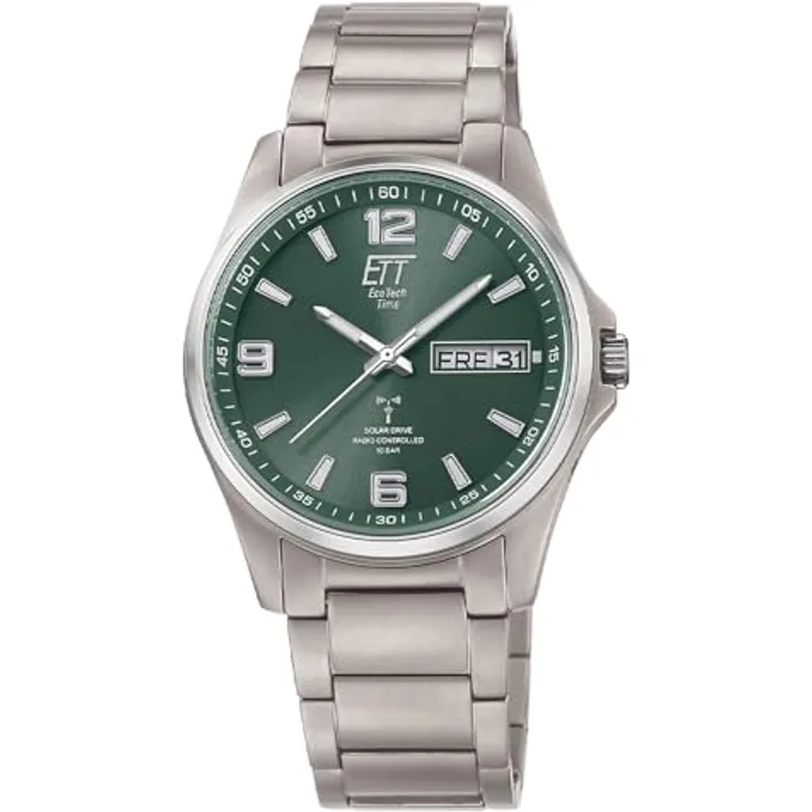 ETT Eco Tech Time Funk Solar Herren Uhr Analog mit Titan Armband EGT-11603-81M