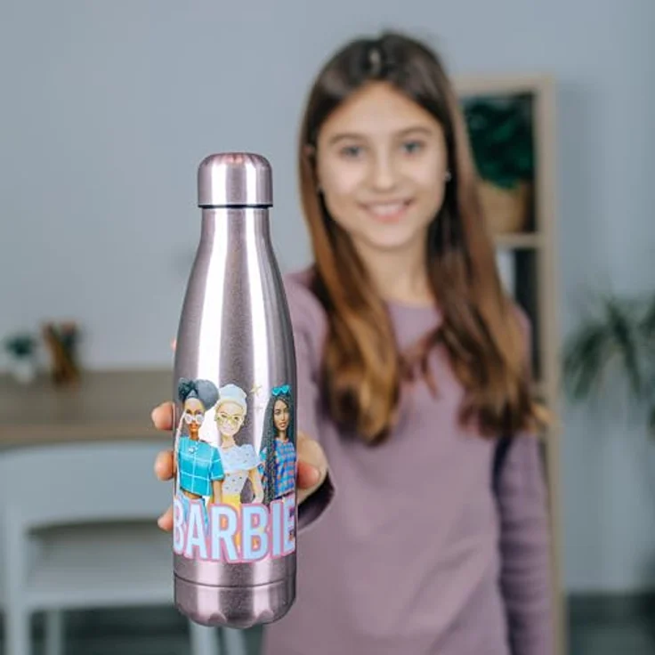 Undercover Barbie Edelstahl Isolierflasche 450ml - Auslaufsicher - doppelwandiges Edelstahl - Mädchen Design – Bild 3