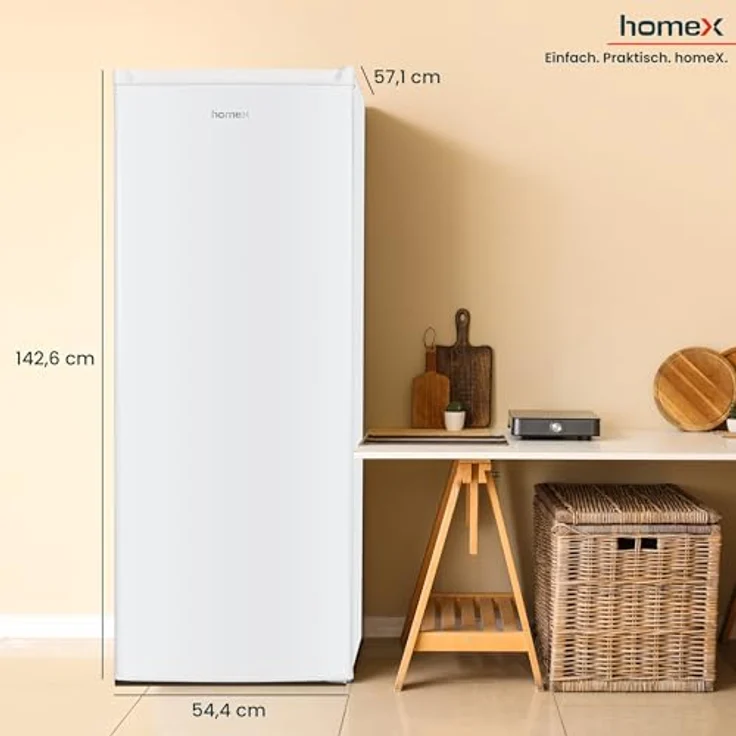 homeX FS1681E-W, Gefrierschrank mit 168L Nutzinhalt, 4-Sterne Gefrierleistung, freistehend, leise, weiß – Bild 4