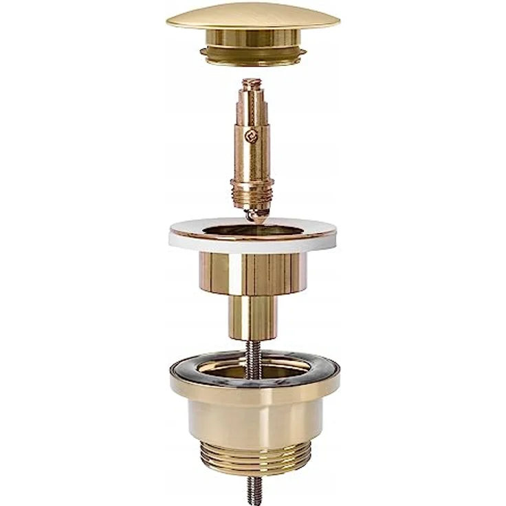 Rea Waschbeckenstöpsel universal Click-clack Gold MAT Pop-Up Ablaufgarnitur für Waschbecken & Waschtisch (Gebürstetes Gold) – Bild 2
