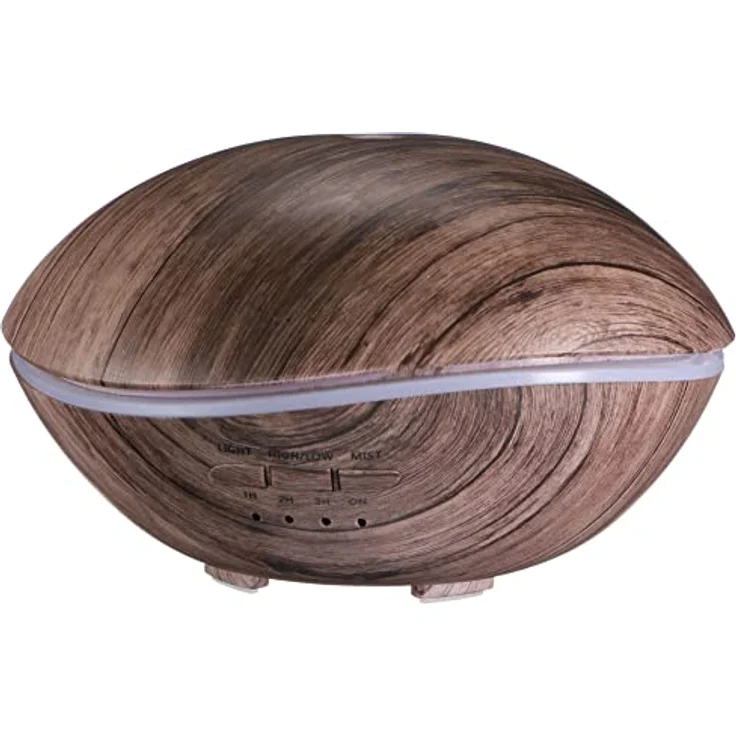 Sixtol Aroma Diffuser, Aromazerstäuber Steingrau Holz, 500 ml mit Lichteffekten für angenehme Raumatmosphäre – Bild 1