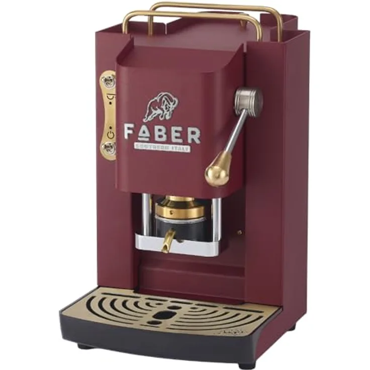 Faber Coffee Machines Faber Pro Deluxe 3.0 Kaffeepadmaschine, Messing-Details, kompatibel mit 44 mm ESE-Pads, Hygienischer Wassertank aus Glas