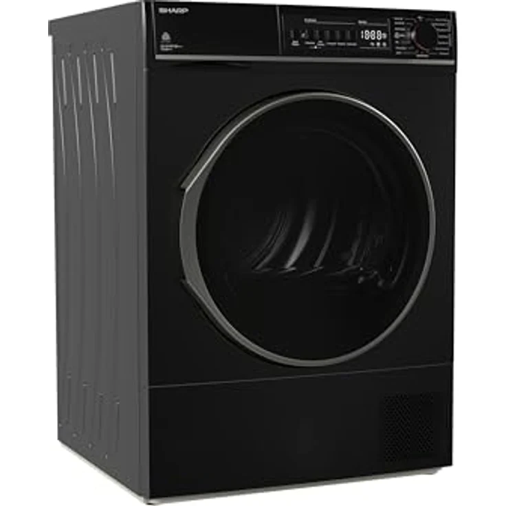 Sharp KD-ROHB7GBA+++-DE Wärmepumpentrockner Frontlader, 7 kg, 15 Programme, 30 Min. Kurzprogramm, Schontrommel, LED-Innenbeleuchtung, Kindersicherung, Schwarz – Bild 2