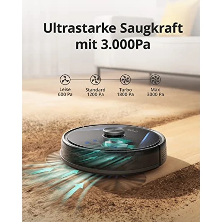 Eufy Clean LR30 Hybrid+ Saugroboter mit Wischfunktion und Absaugstation, 145 min Akkubetrieb, 3000 Pa Saugleistung, iPath Lasernavigation, schwarz – Bild 4