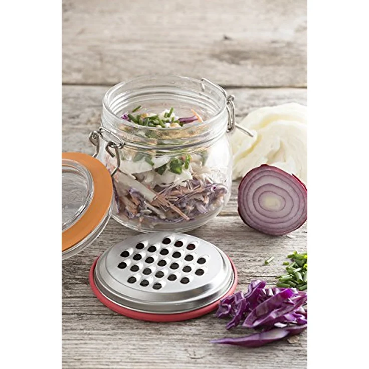 Kilner 0025.841 Reibenset-Edelstahlreibe mit Bügelverschluss Glas, 5 Liter Reibe, transparent – Bild 7