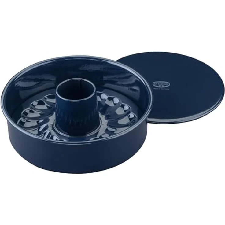 Dr. Oetker form mit Flach- und Rohrboden Ø 26 cm BACK-LIEBE EMAILLE, runde Backform mit schnitt- & kratzfester le-Versiegelung, Kuchenform mit 2 Böden (Farbe: Blau), Menge: 1 Stück – Bild 2