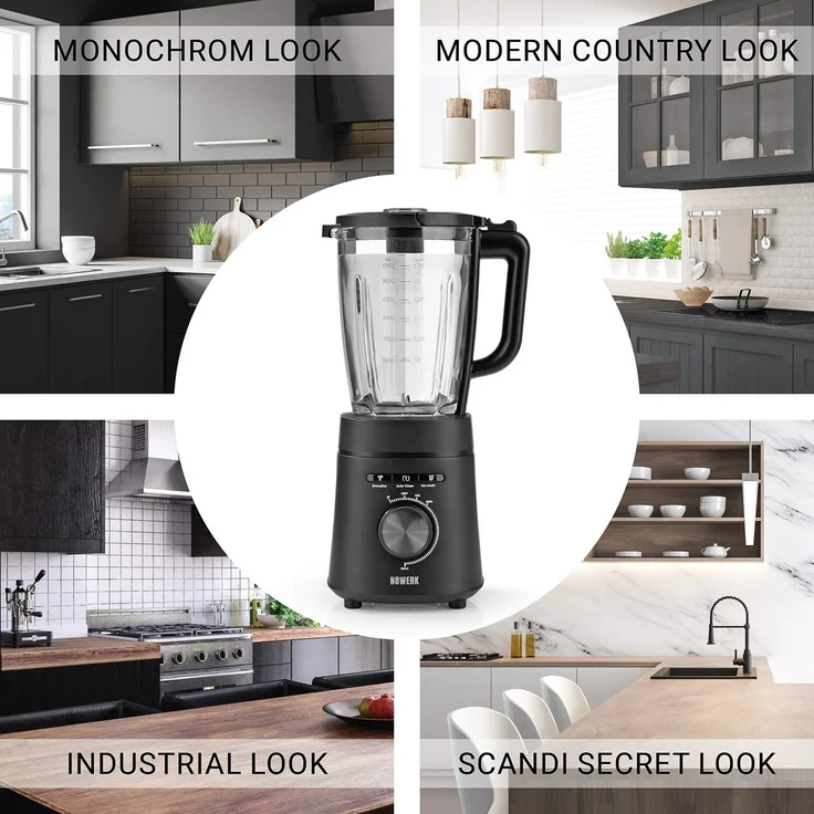 N8WERK Standmixer in der Midnight Edition, 1,75L Glasbehälter, Auto-Clean-Funktion – Bild 2