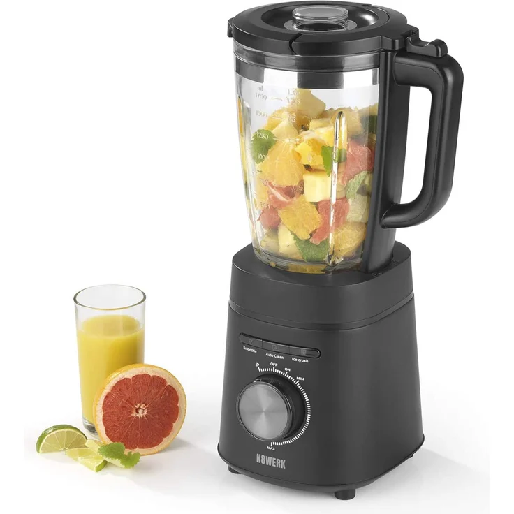 N8WERK Standmixer in der Midnight Edition, 1,75L Glasbehälter, Auto-Clean-Funktion – Bild 7