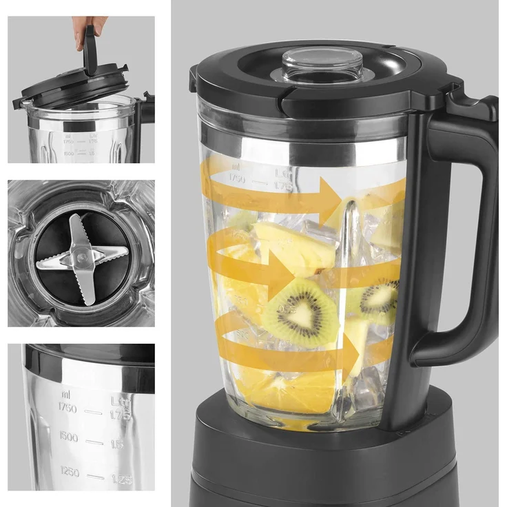 N8WERK Standmixer in der Midnight Edition, 1,75L Glasbehälter, Auto-Clean-Funktion – Bild 4