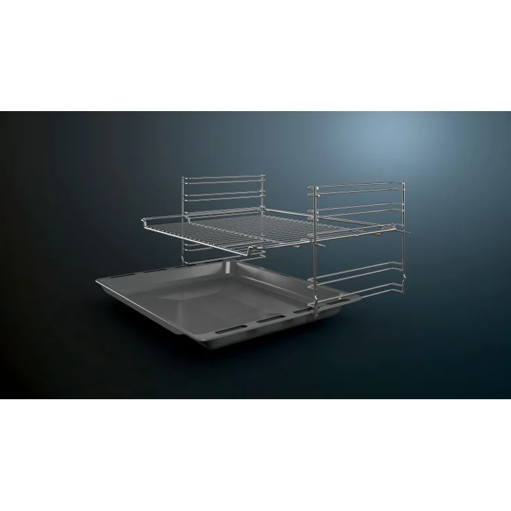 Siemens HB113FBS1 iQ100, Einbaubackofen, Energieeffizienzklasse A, Einbaugerät, elektrisch, Volumen 66 l, Breite 59,4 cm, Drehknebel, Vollglas-Innentüre, Autostart, 3D Heißluft, edelstahl – Bild 3