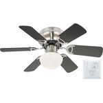 GLOBO Deckenventilator Ugo mit Beleuchtung 76 cm von Globo für kleine Räume Nickel gebürstet mit Wandschalter