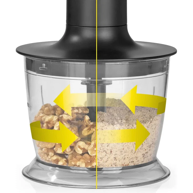 N8WERK Stabmixer in der Midnight Black Edition, 1200 Watt, inkl. Zerkleinerer (0,5L), Mixbehälter (0,7L), Schneebesen, mit 3-fach Edelstahlklingen, schwarz – Bild 4