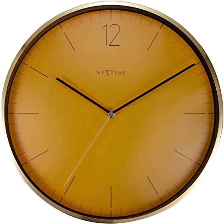 NeXtime Wanduhr Essential Gold Dia. 34cm Aluminium Weiß, Tolles Design