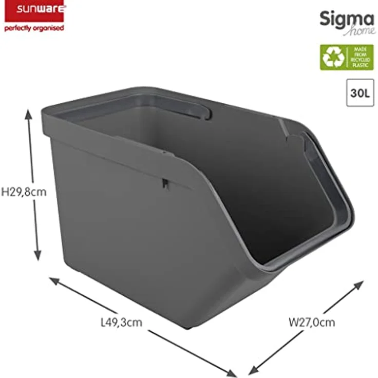 Sunware Sigma Home Sortiereinheit, 30 Liter, Anthrazit - 3er Pack – Bild 3