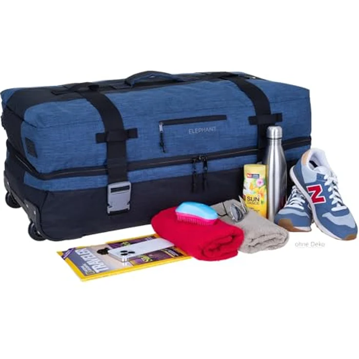 Elephant Trolley XXL Koffer 120 Liter 80 cm Reisetasche mit 2 Hauptfächern (Blau-Schwarz 13032) – Bild 4