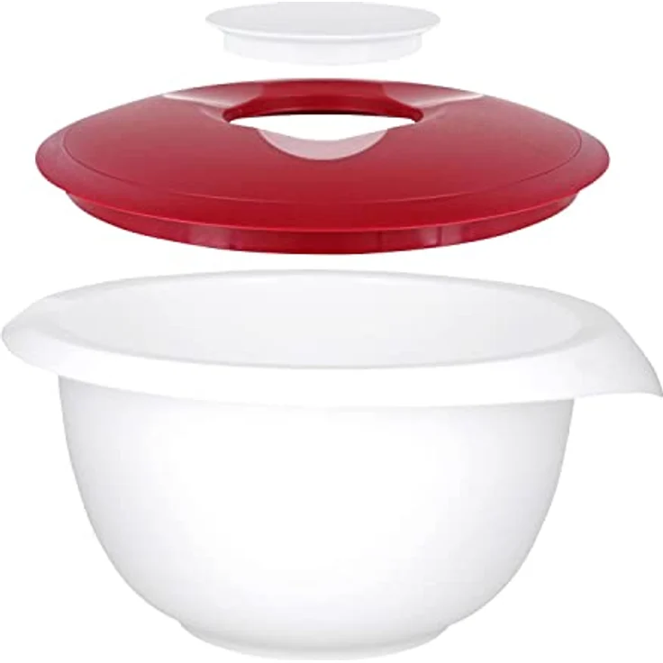 Westmark Back-Set, 3-tlg.: 1 Rührschüssel 2,5 l, 1 Quirltopf 1 l, 1 Messkanne 1 l, Kunststoff, Weiß/Rot/Klar, 315322E7 – Bild 5