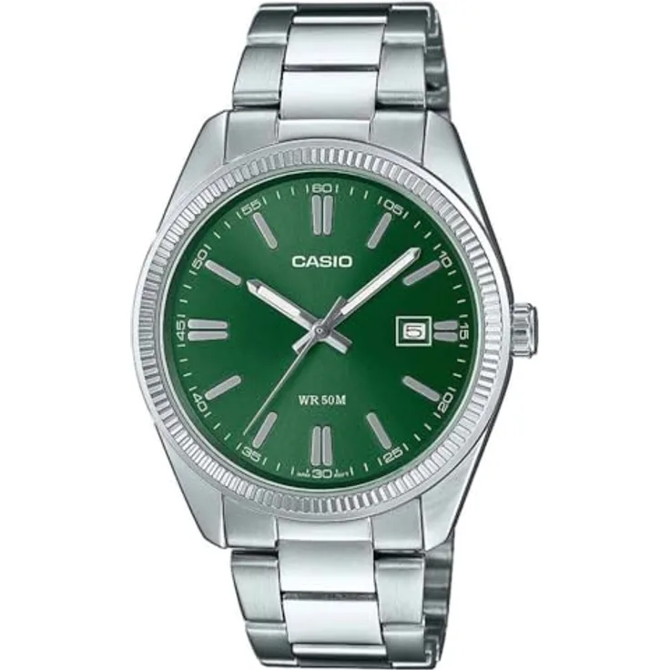 Casio Herren Analog Japanisches Quarzwerk Uhr mit Edelstahl Armband MTP-1302PD-3AVEF