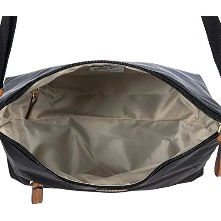 Bric's X-BAG & X-Travel Umhängetasche, Nylon mit Lederdetails, schwarz, verstellbarer Schultergurt, Reißverschlusstaschen – Bild 5