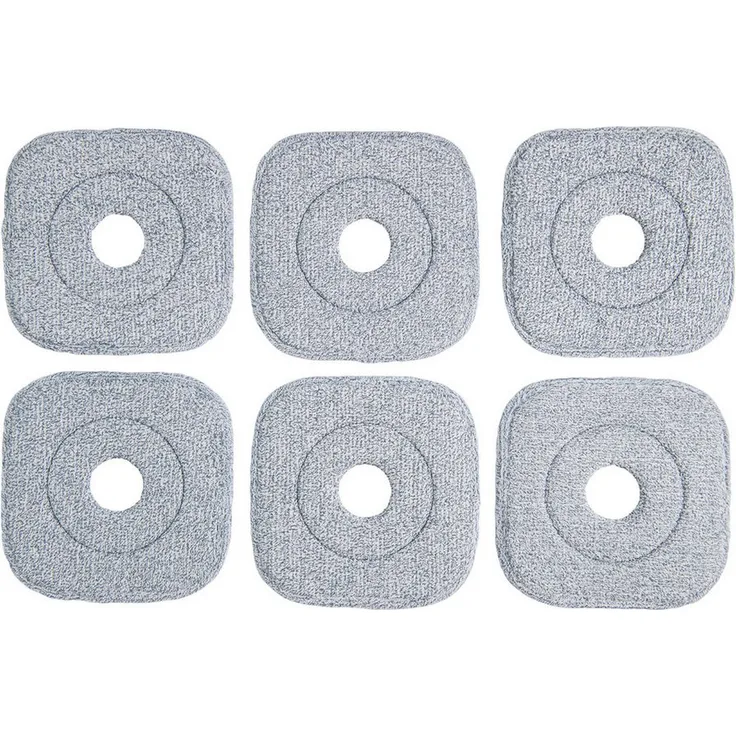 KOMFOTTEU Wischmopp, 6-teiliges Set mit waschbaren und wiederverwendbaren Mikrofaser-Bodenwischtüchern, grau und weiß, 24 x 24 cm