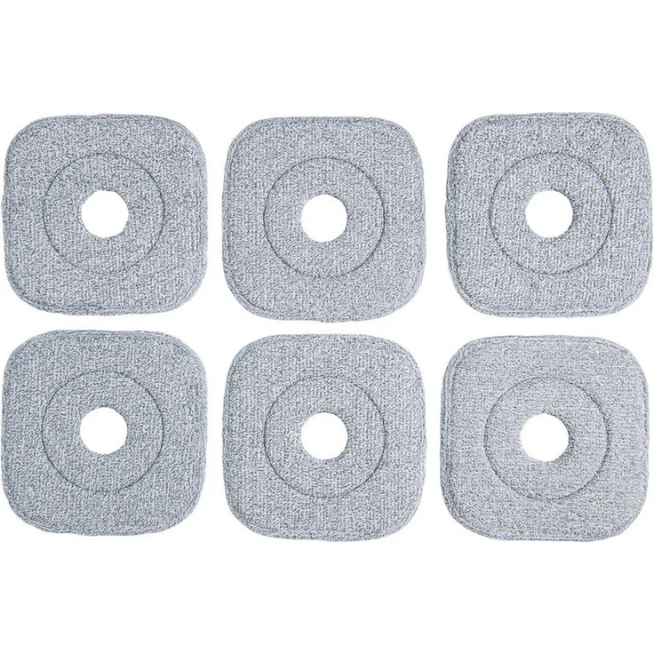 KOMFOTTEU Wischmopp, 6-teiliges Set mit waschbaren und wiederverwendbaren Mikrofaser-Bodenwischtüchern, grau und weiß, 24 x 24 cm