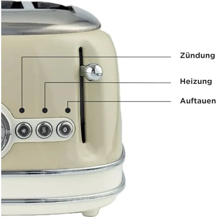 Ariete 156 Vintage, Toaster für 4 Scheiben, 1600 W, 6 Toaststufen, aus Pastellbeige lackiertem Edelstahl, ohne Zangen – Bild 6