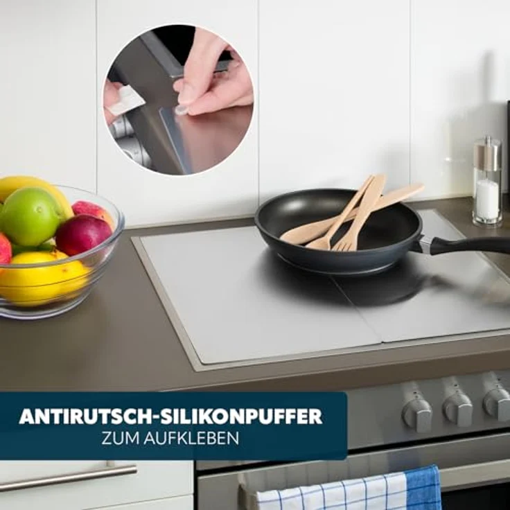 bremermann Herd-Abdeckplatte 2er Set, Edelstahl 2in1 Abdeckplatte und Wandspritzschutz, matt gebürstet, 27,5 x 48 cm – Bild 5