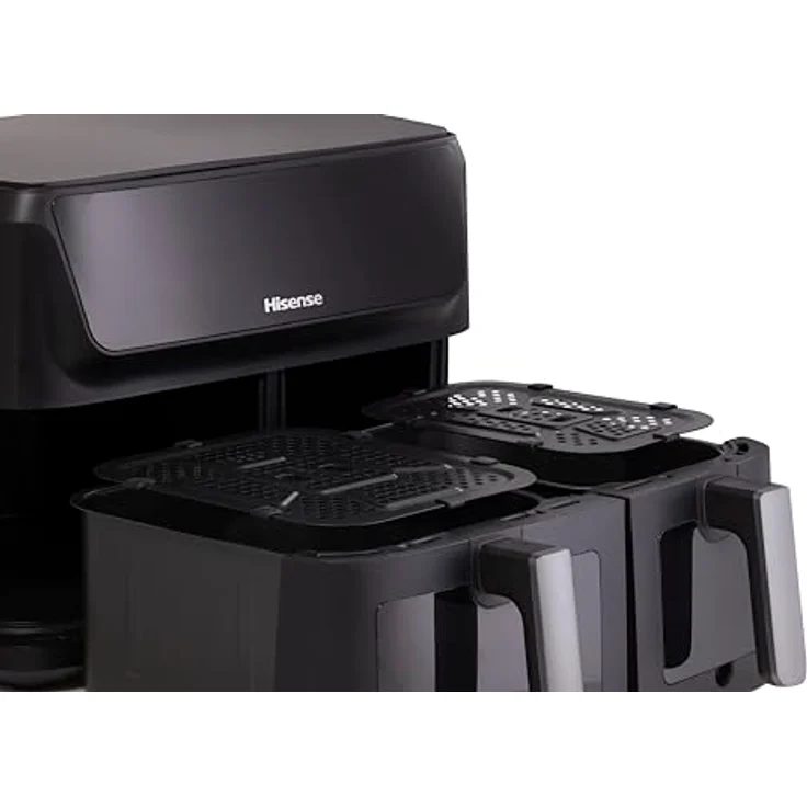 Hisense HAF2700DCD Heißluftfritteuse, 2700 W, 11 L Kapazität, 8 Programme, antihaftbeschichtet, Farbdisplay, energieeffizient, SyncServe Modus, schwarz – Bild 5
