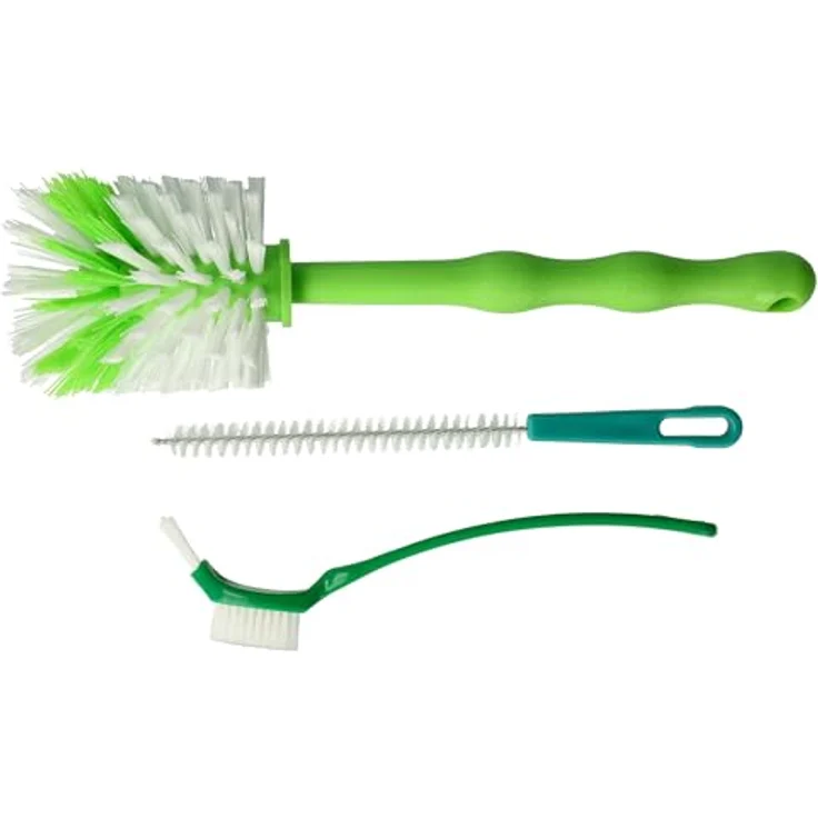 vhbw Reinigungsbürsten-Set (3-tlg.) für alle gängigen Küchenmaschinen - Kompatibel mit Thermomix, Monsieur Cuisine Connect, KitchenAid - Nylon/Kunststoff, weiß/grün – Bild 1