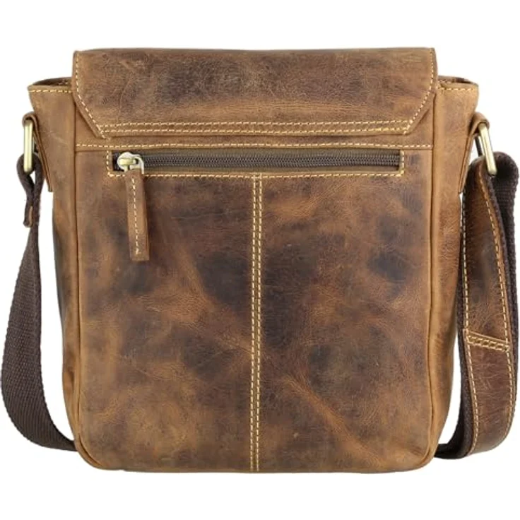 Greenburry Vintage Umhängetasche Leder, 26 cm x 10 cm x 25 cm, braun, 100% Leder – Bild 7