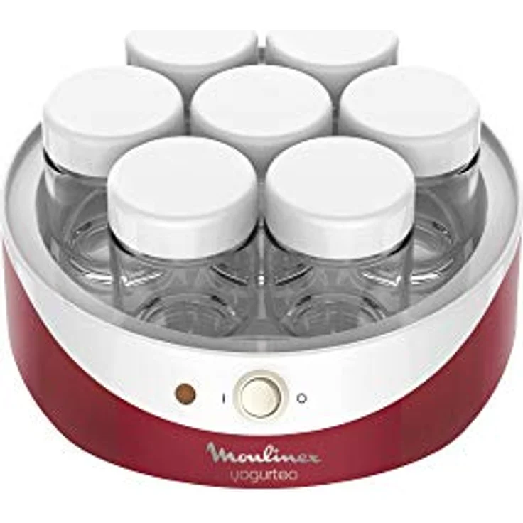 Moulinex Yogurteo YG2295 Joghurtbereiter, Ein- Ausschalter, 7 Gläser je 160ml, rot – Bild 3