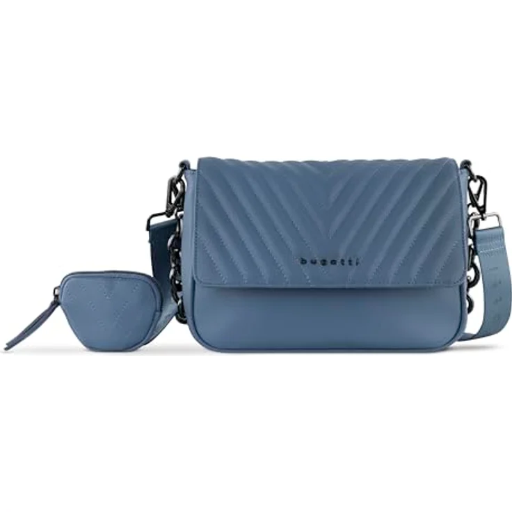 Bugatti Sira Crossover Bag Large, Handtasche aus hochwertigem Kunstleder mit V-Steppung, violett, 2 Schultergurte – Bild 1