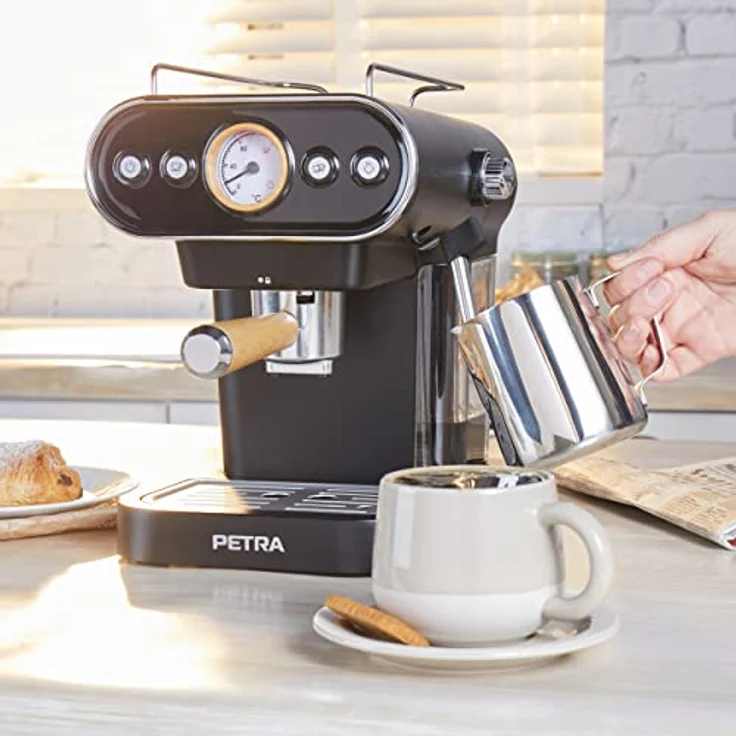 Petra PT5108VDEEU7 3in1 Barista kaffeemaschine, esspressomaschine, 30/54mm Kapseln & gemahlenem Kaffee kompatibel, 1050W Kaffeekapselmaschine, Milchaufschäumer, italienische 19bar Druckpumpe, BPA-Frei – Bild 3