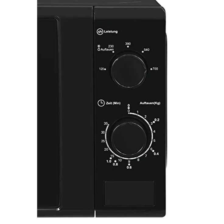 Exquisit MW900-030 Mikrowelle, 20 Liter Garraum, 700 Watt, Standgerät, 5 Leistungsstufen, Auftaufunktion, Timer, inkl. Drehteller 25,5 cm, schwarz – Bild 2