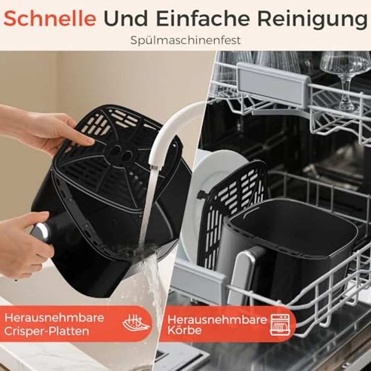 YASHE 4,2L Heißluftfritteuse mit 1500W, LED-Touchscreen, 6 Programmen, rot – Bild 6