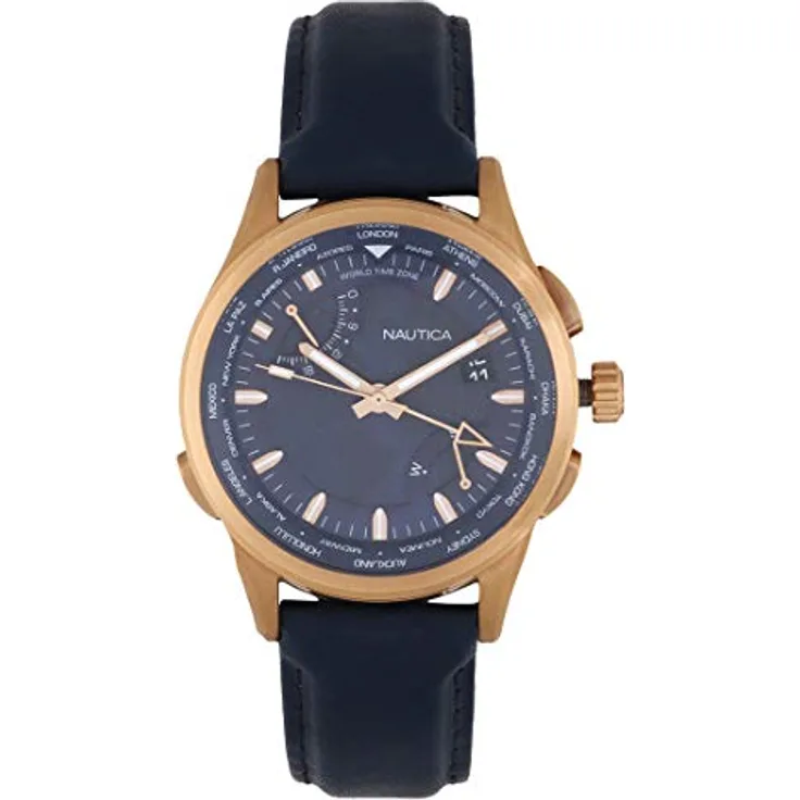Nautica Shanghai Worldtimer, Quarzuhr, 44 mm, rosegold 