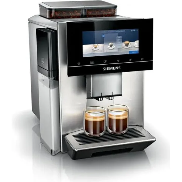 Siemens Kaffeevollautomat EQ900 plus Edelstahl TQ907FZ3 Silber, autoCalc'n clean, baristaMode, iSelect Display, beanIdent System, dualBean System