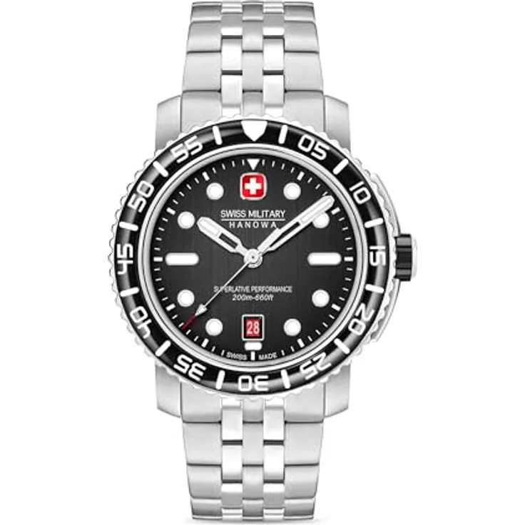 Swiss Military Hanowa Herren Analog Schweizer Quarzwerk Uhr mit Edelstahl Armband SMWGH0001702