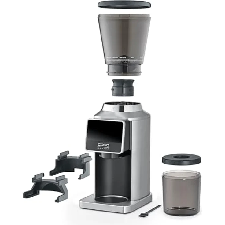 Caso BaristaChef Inox Pro, elektrische Kaffeemühle mit Zero Retention Technologie, Edelstahlgehäuse, 34 Mahlgradstufen und Siebträgerhalterungen 51 & 58 mm – Bild 2