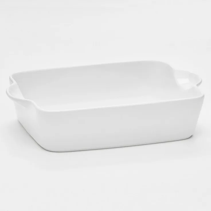 van Well Auflaufform eckig, 30,7 x 20 x 6,8 cm, Porzellan, weiß glänzend, spülmaschinen- und mikrowellengeeignet