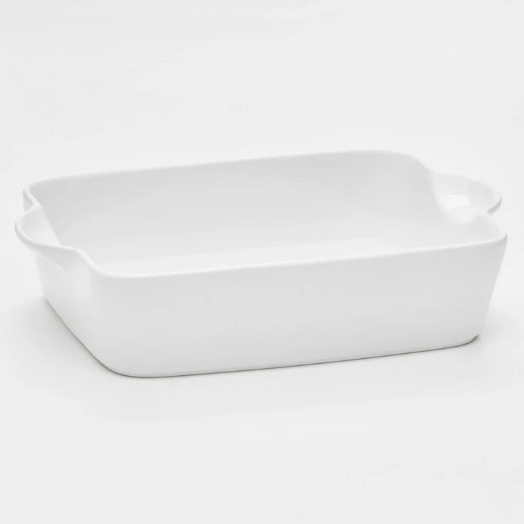 van Well Auflaufform eckig, 30,7 x 20 x 6,8 cm, Porzellan, weiß glänzend, spülmaschinen- und mikrowellengeeignet